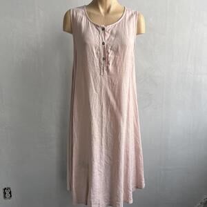 Italian Linen Sleeveless Shift Light Summer Dress Pink Minimalist Boho Italy